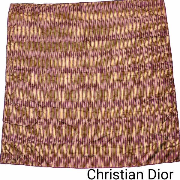 Christian Dior スカーフ 85×85 CD透かし イエローパープル