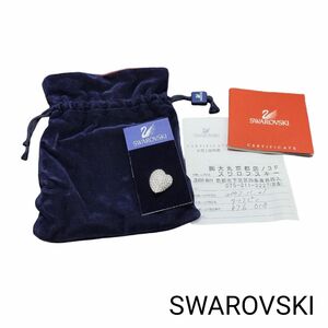 【新品同様】SWAROVSKI ピンブローチ ハート シルバー クリア