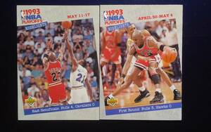 1993 UPPER DECK CHICAGO BULLS 【1993 NBA PLAYOFFS HIGHLIGHTS】 #180 & #187