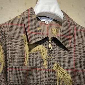 beautiful goods Christian Dior SPORTS long shirt jacket Dalmatian × tartan check pattern Old Dior 