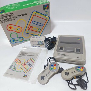 1円~ 動作品 Nintendo 任天堂 SUPER FAMICOM スーパーファミコン スーファミ 本体 SHVC-001 コントローラー SHVC-005 箱付