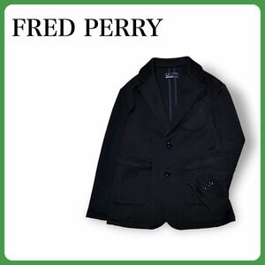【未使用に近い】フレッドペリー ジャージテーラードジャケット 122cmサイズ FRED PERRY キッズ 子供服 ブラック 黒 美品 120 ボーイズ 男