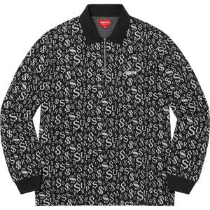 Currency Jacquard Zip L/S Polo （Black） 22fw