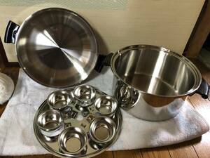 【1円~スタート】未使用品 Amway Queen アムウェイ MULTI-PLY 18/8 STAINLESS STEEL 954 蒸し器 両手鍋【現状品】