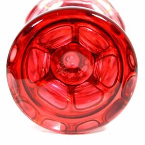 ●未使用品 ボヘミアグラス BOHEMIAN GLASS ボヘミアングラス クリスタルガラス カットガラス 花瓶 花器 花入 フラワーベース 壺 Z3508の画像7