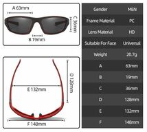 スポーツサングラス ブラック×レッド サングラス 偏光 UVカット サイクリング ゴルフ 釣り ドライブ アウトドア メンズ レディース_画像5