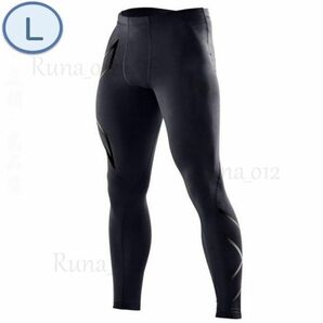 送料込み☆2XU メンズ タイツ L黒色 ブラック コンプレッションウェア マラソン ランニング ジョギング トレーニング ジム ヨガ レギンスの画像1
