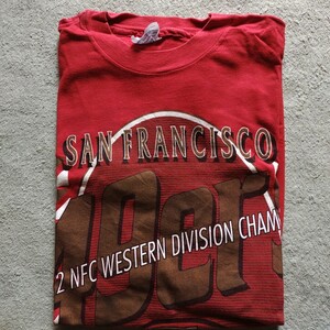 90年代 サンフランシスコ49ers USA製 チームロゴTシャツ 赤 Mサイズ ヘインズ ビンテージ NFL