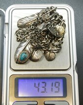 ARIZONA FREEDOM☆アリゾナフリーダム SILVER刻印 ターコイズ フェザー ネックレス ペンダント シルバー 約43.1g☆美品☆Z0406905_画像8