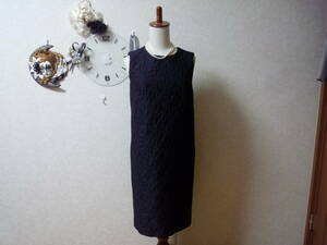 chaco（チャコ）　レディース ドレス 　ふくれ織り 　ワンピース　アプレドゥマン　黒×紺系　フォマル系　日本製　38