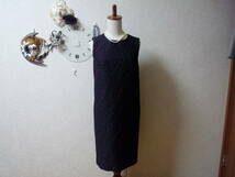 chaco（チャコ）　レディース ドレス 　ふくれ織り 　ワンピース　アプレドゥマン　黒×紺系　フォマル系　日本製　38_画像1