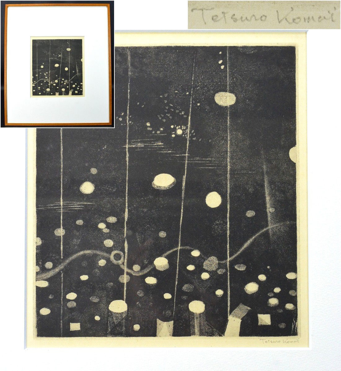 Pioneer of modern copperplate prints [Tetsuro Komai] Copperplate print ``Piquet's Afterimage'' Framed Signed Painting, artwork, print, copperplate print, etching