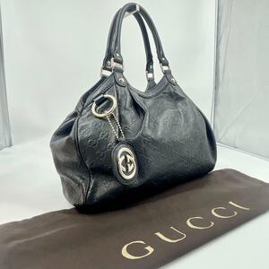 c540 【グッチ】”美品” GUCCI スーキー シマ インターロッキング 黒 ハンドバック 211944 トートバッグ 肩掛け チャーム GG柄 A4 収納