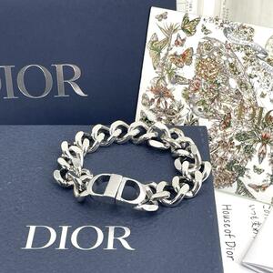 c579 真贋済【ディオール】“極美品”現行” DIOR CD アイコン Icon チェーンリンク ブレスレット“M”“定価 8,4000円”バングル アクセ