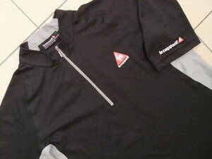 Le coq sportif GOLF ルコックゴルフ◆LL◆重ね着◆ハーフジップロゴ＆文字ストレッチ半袖シャツ◆㈱デサント 美品