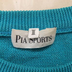 PIA SPORTS ピアスポーツ◆3◆ビック缶刺繍＆ビック文字刺繍麻混素材半袖セーター◆㈱ライカ 日本製 美品の画像6