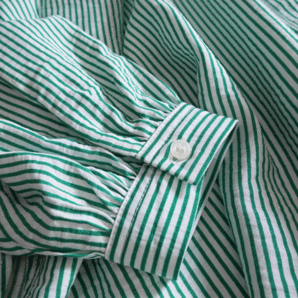 新品■アメリカンホリック■バックスリットギャザーストライプシャツ グリーンM♪シボ感のある柔らか素材♪羽織りにも♪の画像5