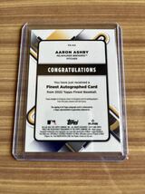 ☆【1円スタート】2022 topps FINEST Base Ball ミルウォーキー・ブルワーズ Aaron Ashby アーロン・アシュビー 直筆サインカード☆_画像2