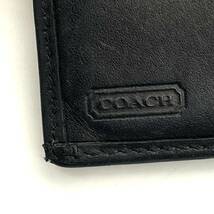 １円〜 ◇格安スタート◇ COACH コーチ コンパクトウォレット 折りたたみ財布 二つ折り キャンバス レザー ブラック 黒 メンズ レディース_画像9