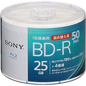 ソニー(SONY) ブルーレイディスク BD-R 25GB (1枚あたり地デジ約3時間) 1回録画用 50枚入り 4倍速ダビング対の画像1