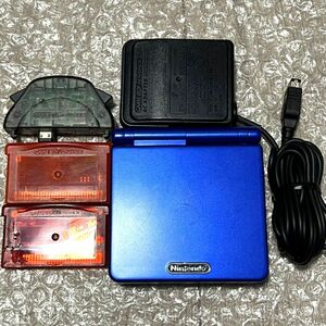 GBA ゲームボーイアドバンスSP 本体 アズライトブルー AGS-001 充電器 ポケットモンスター ファイアレッド ルビー GAMEBOY ADVANCE SP