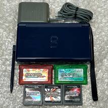 NDS GBA ニンテンドーDS Lite 本体 エナメルネイビー＋ポケットモンスター ルビー・エメラルド・ダイヤモンド・パール・プラチナ Pokemon_画像1