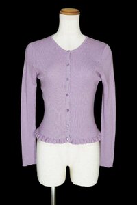 * beautiful goods *TOCCA Tocca / plain hem frill long sleeve rib knitted cardigan :M/ lavender nj715