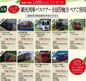 懸賞 応募券　( 観光列車の旅…、宿泊ペアギフト 35000円？、5,000 WAON POINT、他