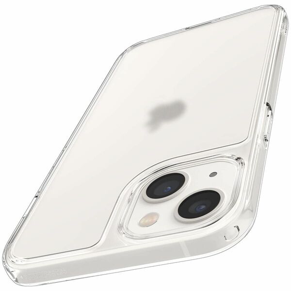 Spigen iPhone13 ケース ストラップホール付き 半透明 マット感 黄変なし 指紋防止 9H 背面強化ガラス 薄型 