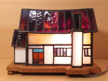 大正期～昭和初期 日本製 古いステンドグラス 家型 ランプ ハウス 照明　大正　昭和 _画像5