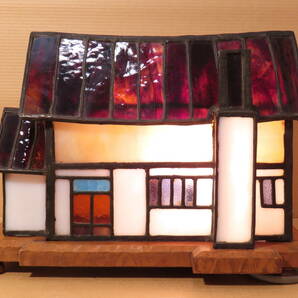 大正期～昭和初期 日本製 古いステンドグラス 家型 ランプ ハウス 照明 大正 昭和 の画像5
