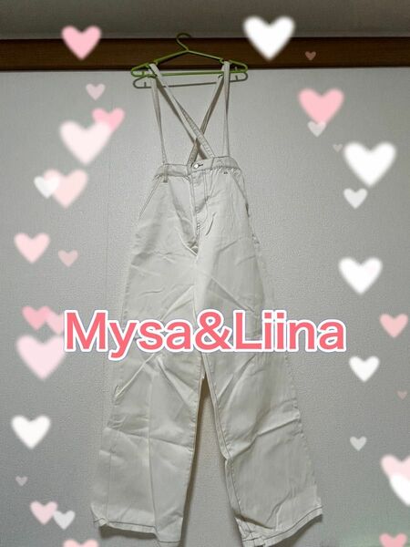 ミーサリーナ　mysa&liina レースアップ　デニム　白　ホワイト　M サロペット