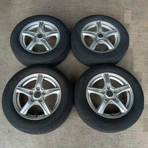 【中古タイヤホイール4本セット】バルミナ 6.0-15+53 5/114 シルバー グッドイヤー エフィシェントグリップ EG01 195/65R15 ノア VOXY