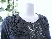 【新品】8988【L】上質 綿麻混 シャツ ジャケット ダークネイビー ヨーロッパ調 カットワーク 刺繍 上品 高級感 40代 50代 60代 春 夏 秋_画像6