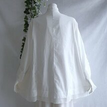 【新品】8929【L】上質 花刺繍 オーガンジー シャツ チュニック 白 ホワイト 綿100％ 透け感 異素材切替 上品 40代 50代 60代 春 夏_画像10