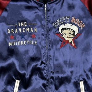 Betty Boop x BRAVE-MAN ベティ ブレイブマン コラボ SKA レーヨン リバーシブル スカジャン BBB-2409 ブラック Lサイズの画像7