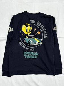 LOONEY TUNES x BRAVE-MAN ルーニーチューンズ ブレイブマン コラボロンTee 長袖Tシャツ LTB-2402 スミクロ ブラック Mサイズ