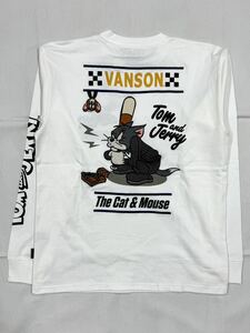 VANSON×TOM and JERRY トムとジェリー バンソン コラボ ロンTee 長袖Tシャツ TJV-2403 オフホワイト Lサイズ