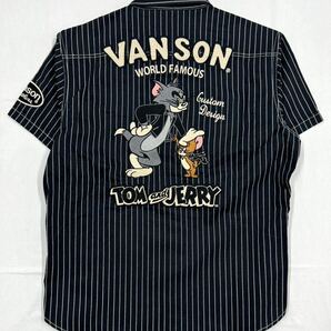 VANSON×TOM&JERRY バンソン トムとジェリー デニム 半袖シャツ TJV-2322 ウォバッシュ Lサイズの画像1