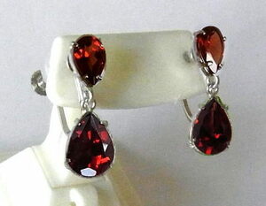  platinum :.. garnet 2 stone attaching earrings 