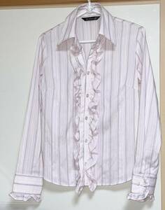  frill shirt blouse lady's K.Garcon M long sleeve pink work business lik route go in company type suit for 