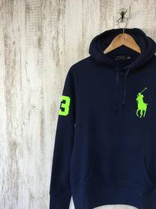 295☆【ビッグポニー ナンバリング スウェットパーカー】RALPH LAUREN ラルフローレン アメカジ 紺 XS