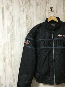 at280☆【バイクウェア ナイロン ライディングジャケット】KADOYA カドヤ 背中パッド入り 黒 M