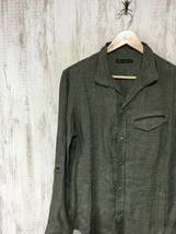 330☆【オープンカラー リネンシャツ 麻100％】MEN'S MELROSE メンズメルローズ カーキ 4_画像1