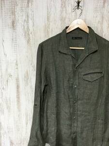 330☆【オープンカラー リネンシャツ 麻100％】MEN'S MELROSE メンズメルローズ カーキ 4