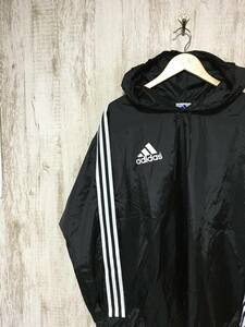 401☆【90s 00s ヴィンテージ ナイロンジャケット】adidas アディダス ナイロンパーカー 黒 M