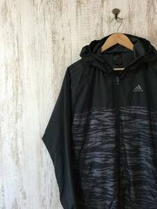 442☆【ゼブラ柄 ウィンドジャケット】adidas アディダス パーカー 黒 M