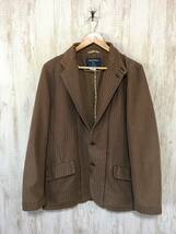 531☆【ヴィンテージ ストライプジャケット】WOOLRICH ウールリッチ ブレザー L 茶_画像2