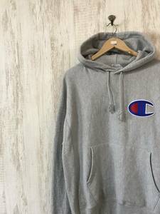 V565☆【REVERSE WEAVE スウェットパーカー】Champion チャンピオン リバースウィーブ グレー XL