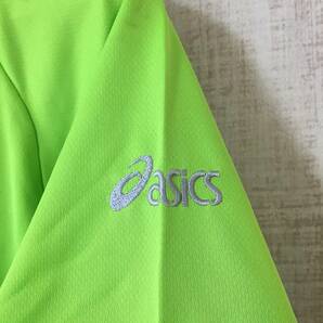 598☆【バレーボール バボちゃん トレーニングシャツ】asics アシックス 黄緑 グレー Lの画像5